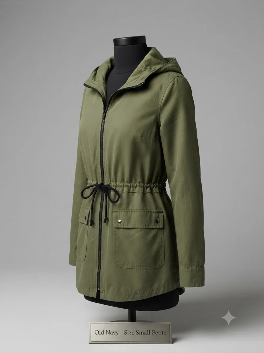 Old Navy Olive Green Hooded Drawstring Utility Jacket - Women's